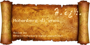 Hohenberg Ágnes névjegykártya